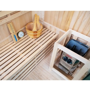 Sauna uscata finlandeza cu temperatura inalta si soba Harvia 3.5kW, Kemi 120 x 120 cm pentru 2 persoane - Img 16