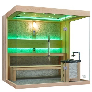 Sauna uscata finlandeza pentru interior MUE-1250 cu soba Harvia 6 kW – 220 x 180 x 210 cm, 4 locuri - Img 19