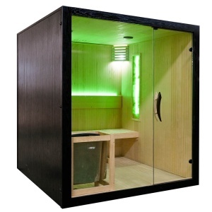 Saună uscată MO-EA4S LUX cu soba Harvia de 8 kW, piatră de sare și izolație de perete 180 x 180 x 200 cm - Img 7