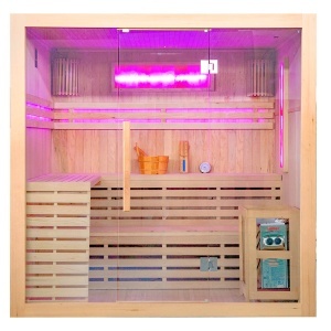 Saună uscată MO-EA4S XL cu soba Harvia 8 KW, piatră de sare și izolație de perete 200 x 180 x 200 cm - Img 5