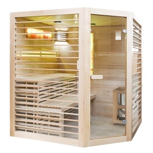 Saună uscată MO-EL4CS cu încălzitor Harvia de 8 kW, piatră de sare și izolație de perete 180 x 180 x 200 cm - Img 10