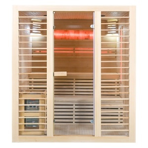 Saună uscată MO-EL4S cu soba Harvia 8 kW, piatră de sare și izolație de perete 180 x 180 x 200 cm