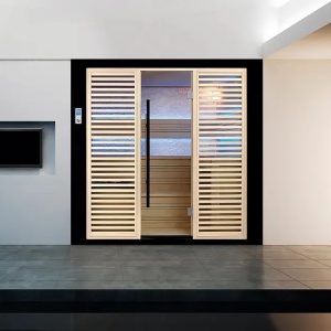 Sauna uscata traditionala finlandeza MUE-1402 cu soba Harvia 6kW, piatra decorativa, 200 x 170 x 210 cm - Img 2