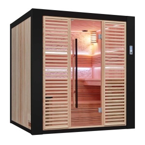 Sauna uscata traditionala finlandeza MUE-1402 cu soba Harvia 6kW, piatra decorativa, 200 x 170 x 210 cm - Img 22