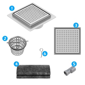 Scurgere baie patrata cu sifon fix Qube DLO8 15 x 15 cm Inox - Img 13
