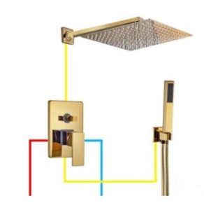 Set Baterie Dus Gold PRO13, Montaj In Perete, 2 Functii, Para Patrata Tip Ploaie 30x30cm - Img 2