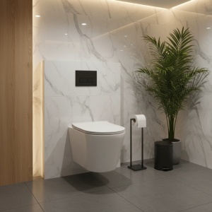Set Bideu si Vas WC PRO GEBERIT, ceramica sanitara clementina, Vas WC ALBA RIMLESS + Bideu + Capac Soft-Close Inclus SLIM PREMIUM + Cadru + Clapeta - Img 3