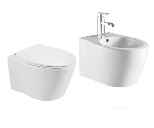 Set Bideu si Vas WC PRO GEBERIT, ceramica sanitara, Vas WC ALBA RIMLESS + Bideu + Capac Soft-Close Inclus SLIM PREMIUM + Cadru + Clapeta - Img 7