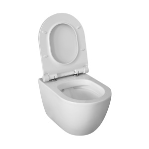 Set Bideu si Vas WC PRO GEBERIT, ceramica sanitara, Vas WC SONET RIMLESS + Bideu + Capac Soft-Close Inclus SLIM PREMIUM + Cadru + Clapeta - Img 4