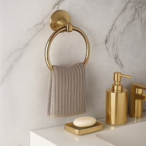 Set de accesorii pentru baie 5 in 1 Colin Golden Retro - Img 8
