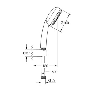 Set de dus cu porter Grohe Tempesta Cosmopolitan 100 crom lucios 1 functie - Img 3