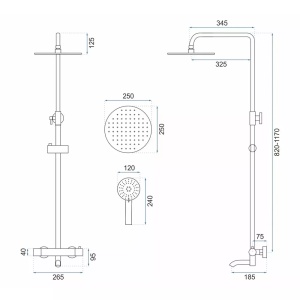 Set de dus cu termostat PRO LUNGO, Crom - Img 8