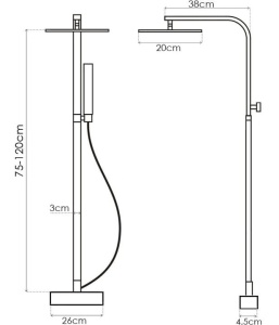 Set de duș slim cu termostat 75-120 cm cod 7302 - Img 5