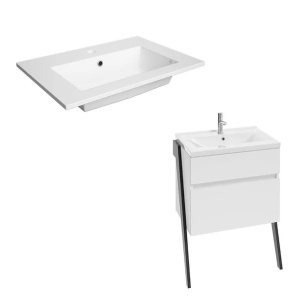 Set dulap baza suspendat Defra Op-Arty alb lucios cu lavoar compozit Flex 60 cm