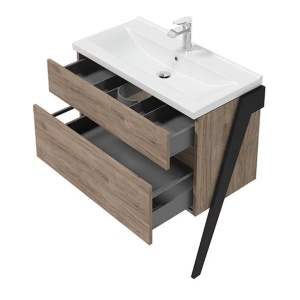 Set dulap baza suspendat Defra Op-Arty nuc rockford cu lavoar compozit Flex 80 cm - Img 5