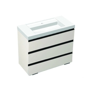Set mobilier de baie stativ cu lavoar Kolpasan Harmony 100 cm 3 sertare gri deschis