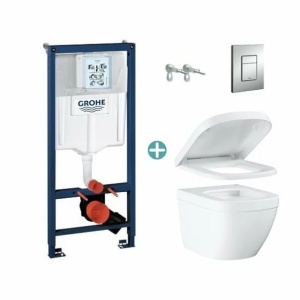 Set rezervor Grohe Rapid SL cu clapeta Skate Cosmopolitan si vas wc Grohe Euro Ceramic Compact Triple Vortex capac soft close - Img 1