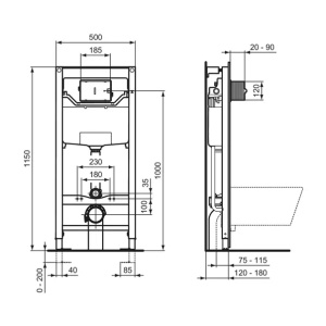 Set rezervor WC cu cadru Ideal Standard ProSys si clapeta Oleas M1 alb mat - Img 2