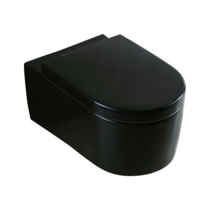Set Vas WC PRO GEBERIT , Ceramica Sanitara, Vas WC LORENT BLACK RIMLESS + Capac Soft-Close SLIM Inclus + Cadru + Clapeta - Img 2