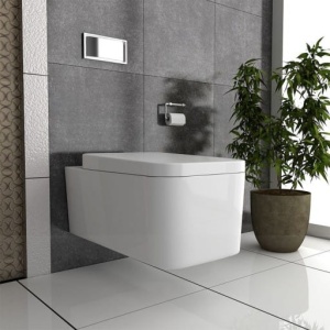 Set Vas WC PRO GEBERIT, Montaj Suspendat, Ceramica Sanitara, Vas WC CUBIC RIMLESS + Capac Soft-Close STANDARD Inclus + Cadru + Clapeta - Img 4
