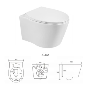 Set Vas WC PRO GROHE, Montaj Suspendat, Ceramica Sanitara, Vas WC ALBA RIMLESS + Capac Soft-Close SLIM Inclus + Cadru + Clapeta - Img 5