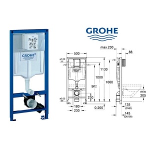 Set Vas WC PRO GROHE, Montaj Suspendat, Ceramica Sanitara, Vas WC LAURA RIMLESS + Capac Soft-Close Inclus + Cadru + Clapeta - Img 7