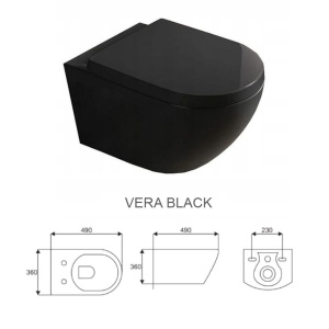 Set Vas WC PRO GROHE, Montaj Suspendat, Ceramica Sanitara, Vas WC VERA BLACK RIMLESS + Capac Soft-Close STANDARD Inclus + Cadru + Clapeta - Img 4