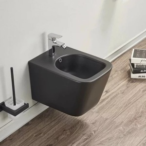 Set vas wc rimless suspendat Fluminia Paris cu capac softclose negru mat + bideu suspendat Fluminia Paris negru mat - Img 3