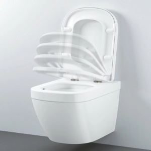 Set Vas WC suspendat,cu capac soft-close, si bideu PRO GROHE EURO CERAMIC RIMLESS TRIPLE VORTEX - Img 3