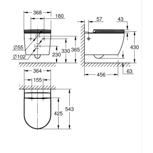 Set vas WC suspendat Grohe Bau Ceramic Rimless alb cu capac, clapeta si rezervor incastrat - Img 11