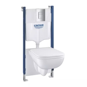 Set vas WC suspendat Grohe Solido 5 in 1 rezervor incastrat cu clapeta crom Even si capac Start Edge - Img 1