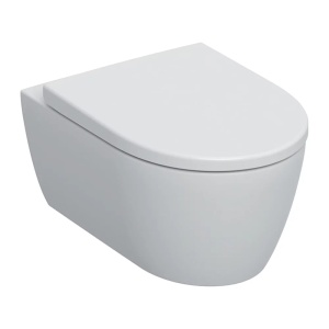 Set vas WC suspendat rimfree si capac soft-close Geberit iCon alb
