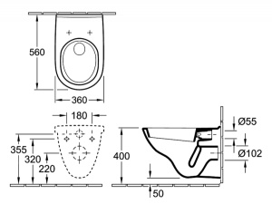 Set vas WC suspendat Villeroy & Boch, O.Novo , cu capac soft close si quick release, alb - Img 2