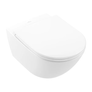 Set vas WC suspendat Villeroy & Boch Universo TwistFlush Rimless alb alpin cu capac soft close