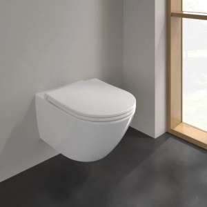 Set vas WC suspendat Villeroy & Boch Universo TwistFlush Rimless alb alpin cu capac soft close - Img 3