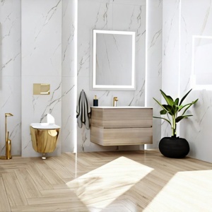 Set WC suspendat auriu-alb Spectrum Trendi Slim Gold White rimless cu capac 36.5 x 49 cm - Img 4