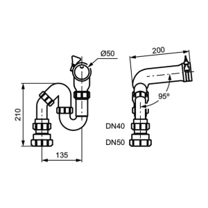 Sifon lavoar Ideal Standard Contour 21 evacuare prin spate - Img 4