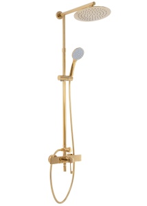 Sistem Complet De Dus REA ALDI GOLD, Montaj Pe Perete, Para Rotunda Tip Ploaie 25x25 Cm, 3 Functii De Curgere A Apei, Finisaj Auriu - Img 5