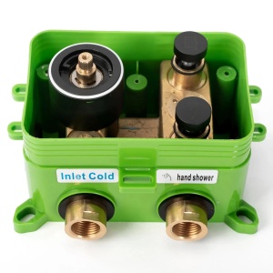 Sistem Complet De Dus REA LUNGO MILER GOLD + BOX, Montaj In Perete, Para Rotunda Tip Ploaie 30 x 30 Cm, 2 Functii De Curgere A Apei, Auriu - Img 5