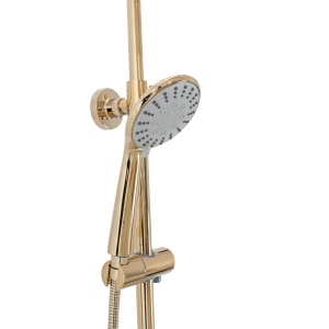 Sistem Complet De Dus REA ROGER GOLD, Montaj Pe Perete,Para Rotunda Tip Ploaie 25x25 cm, 2 Functii De Curgere A Apei, Finisaj GOLD - Img 10
