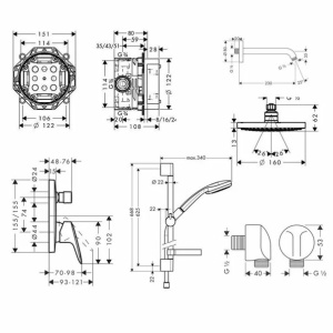 Sistem de dus Hansgrohe Design Croma Logis cu palarie de dus crom - Img 2