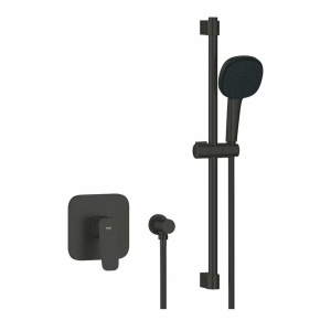 Sistem de dus incastrat Grohe Cubeo Tempesta, para cu doua functii, fara corp ingropat, finisaj negru mat