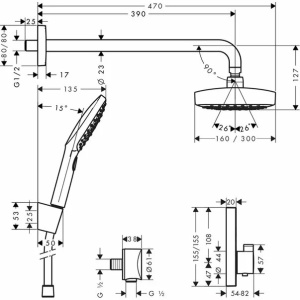 Sistem de dus incastrat Hansgrohe Design Raindance Select E300 crom lucios - Img 2