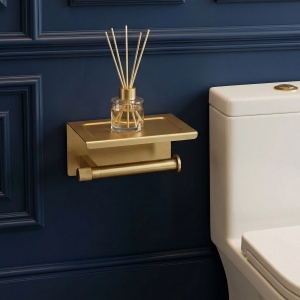 Suport pentru hârtie igienică cu poliță 39105A Rea ORI Brush Gold - Img 5