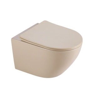 Vas de toaleta suspendat Mizu Cappuccino, rimless cu capac din duroplast cu softclose
