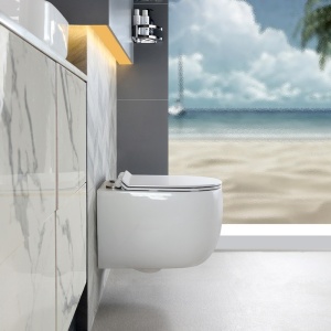 Vas de toaleta suspendat Tornado Lake White, rimless cu capac din duroplast si softclose - Img 10