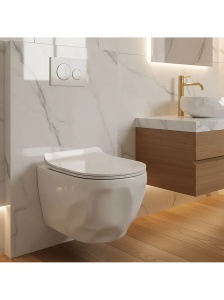 Vas de WC suspendat cu capac Gustavo Rimless alb lucios