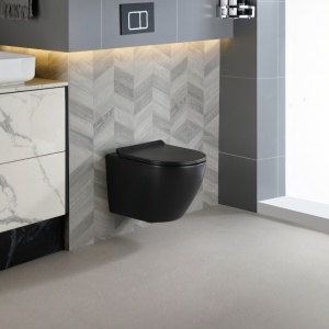 Vas toaleta WC suspendat Mizu Black Matt cu capac din duroplast cu softclose - Img 3