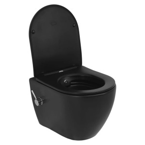 Vas WC suspendat cu funcție bideu și capac inclus, negru - Img 2