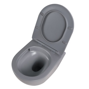 Vas WC suspendat Flow Tornado Grey Matt, rimless cu capac soft close duroplast - Img 7